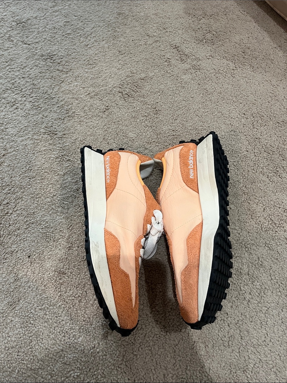 New Balance Women's Peach Suede & Mesh Sneakers with White Accents - Picture 6 of 6